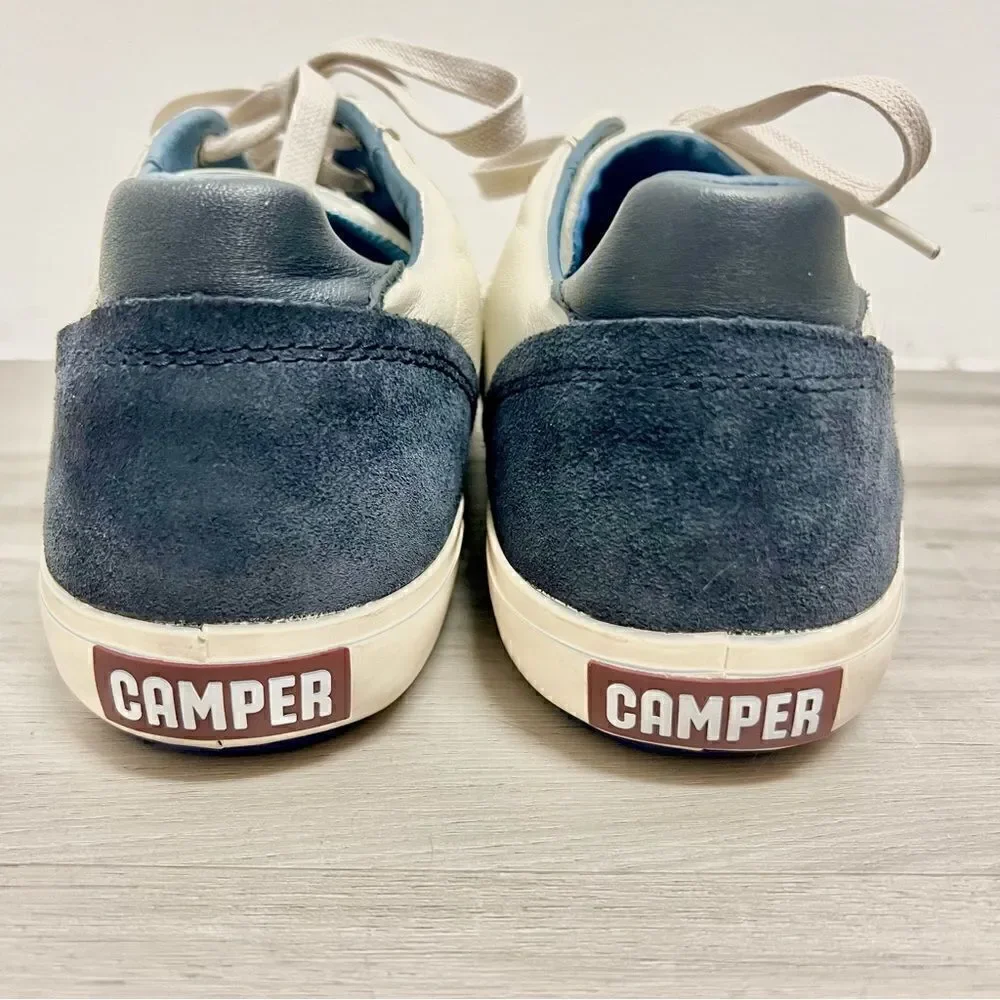 Camper low cut sneakers sz 11. Genuine suede and leather Cream Gray Navy Blue